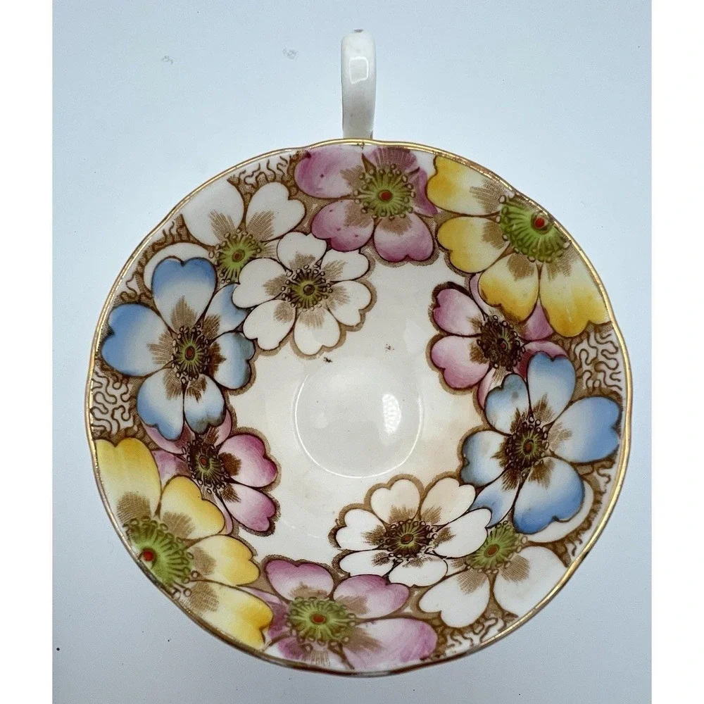 Victoria C and E Bone China England Teacup & Saucer Set  Annette Floral Flowers
